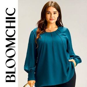 NWT BloomChic • Pleated Buttoned Sleeve, Teal, 3x 22-24
